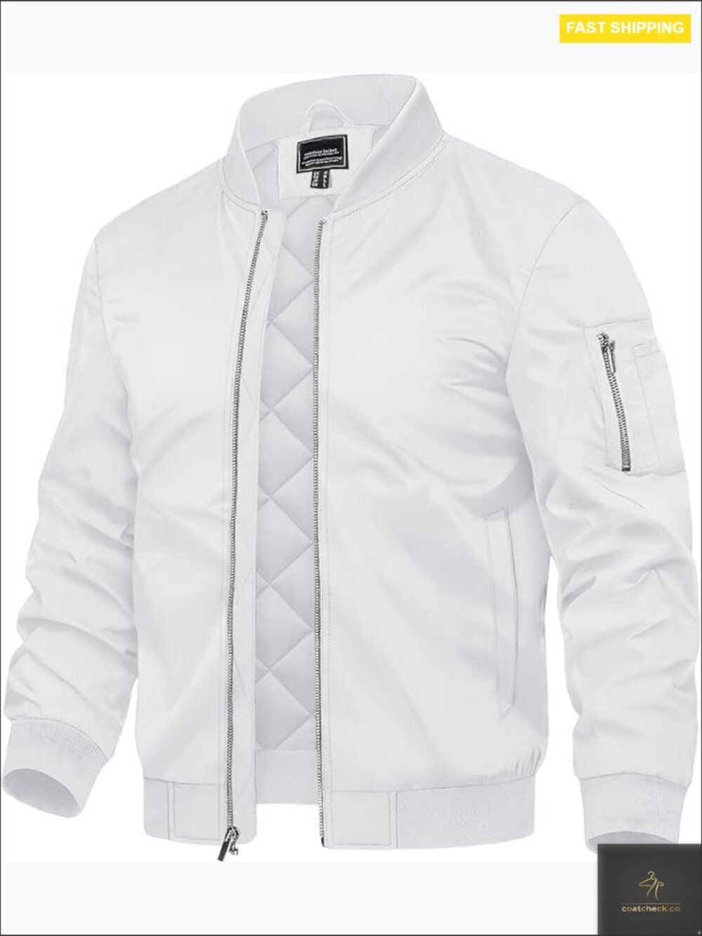 Men's Bomber Jacket Thermal Quilted Water Resistant Winter Coat Fitted